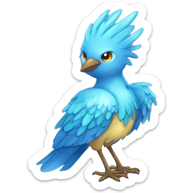 Wet Fantasy legendary blue bird water-type-Hydro-Phoenix-avian Fakemon full body sticker