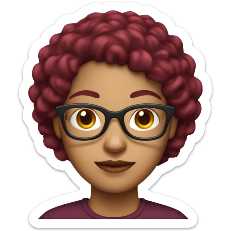 Light skin women with burgundy hair and glasses  sticker