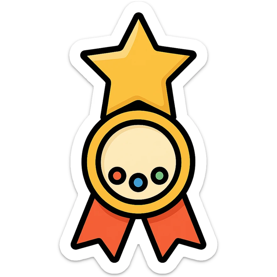 vector icon of a gold top performer award with colorful gems, elegant and minimalist flat design, award badge style, 2D flat vector, trending icon look, soft shadows, no text, isolated on white, commercial use sticker