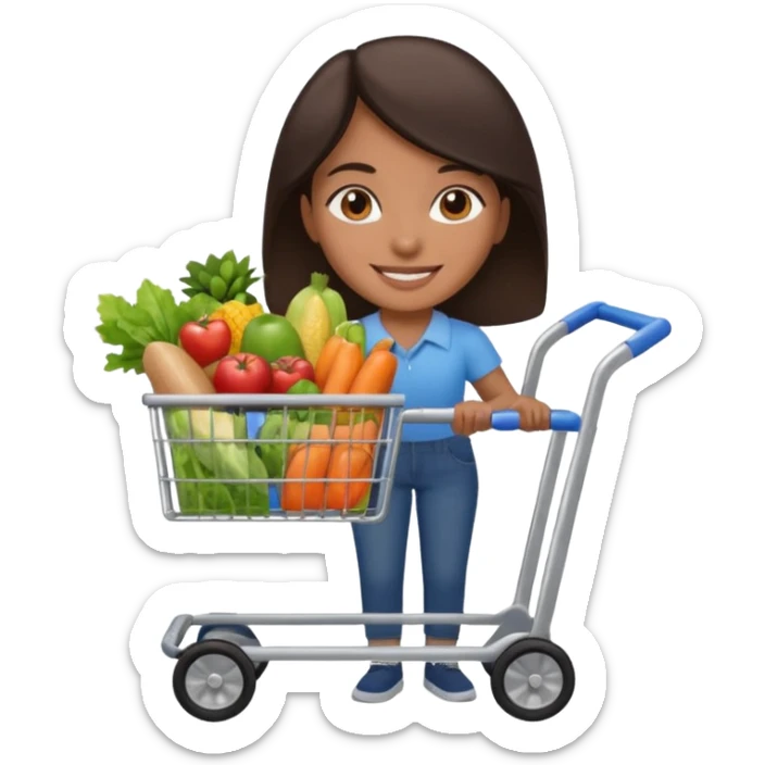 build me a personalized emoji whee it's a smart cart for grocery and a latino looking face that works as jack of all trades sticker