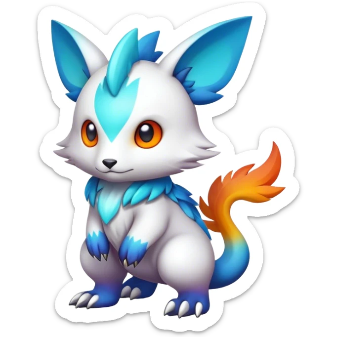 Cute cool colorful fantasy animal hybrid Fakemon full body sticker