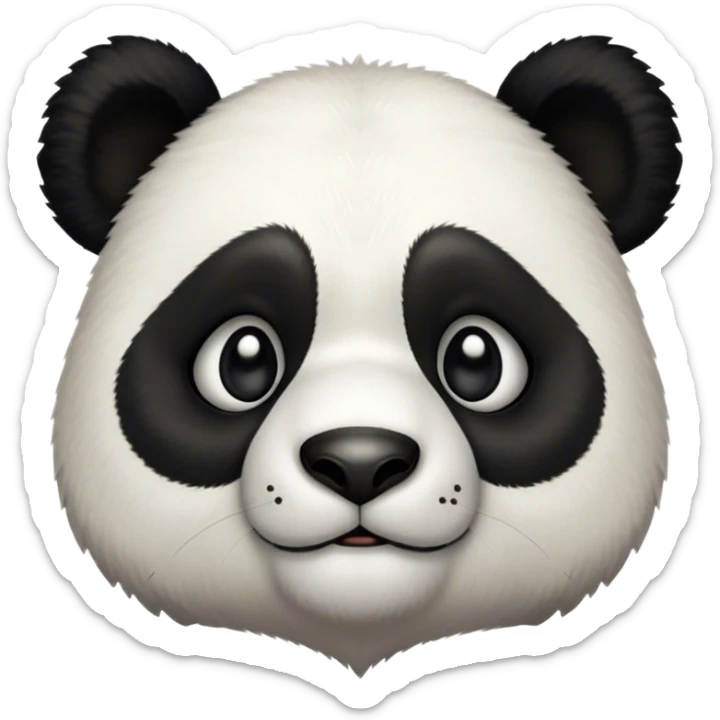Cinematic Noble Panda Portrait Emoji, Poised and regal, with a robust, sturdy build and a strikingly contrasting black and white Fur, deep-set soulful dark eyes, Simplified yet sharp and sophisticated features, highly detailed, glowing with a soft, dignified glow, high shine, intelligent and gentle, stylized with an air of bamboo forest majesty, focused and attentive, soft glowing outline, capturing the essence of a watchful and confident companion, so majestic it feels as though it could lumber out of the screen with effortless authority! sticker