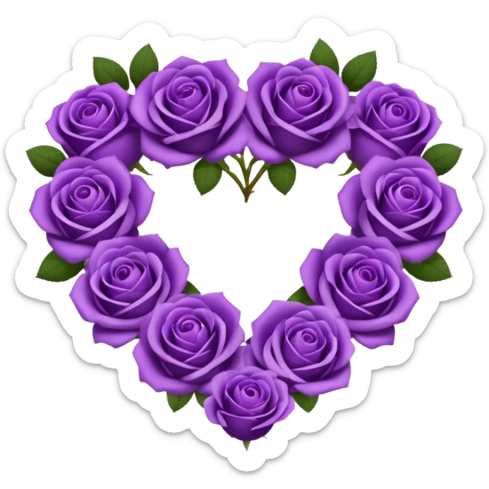 Heart made of purple roses and text in the center that says Ginger  sticker