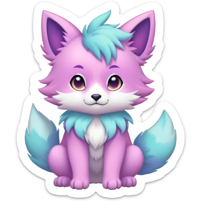 Kawaii pastel edgy colorful ethereal anthro fursona Fakemon sticker