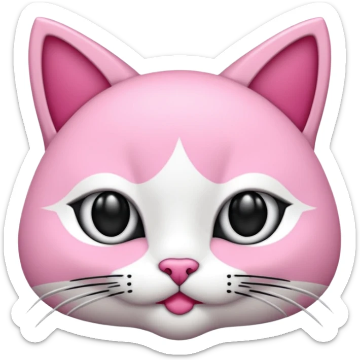 Bir siyah renkli kedi gözleri yeşil ve oturuyor boynunda pembe tasma var sticker