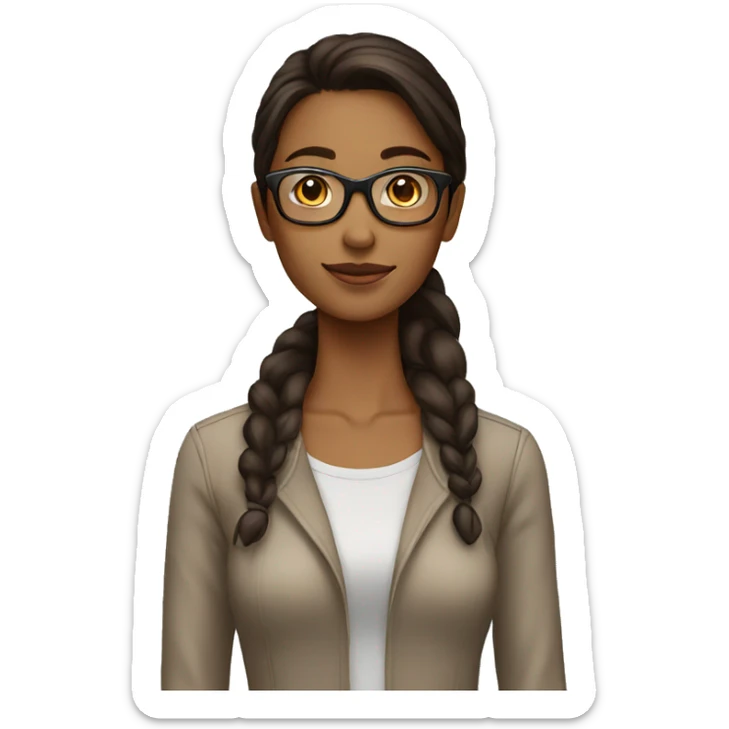tall slender brown woman dark brown hair with glasses pretty young sticker