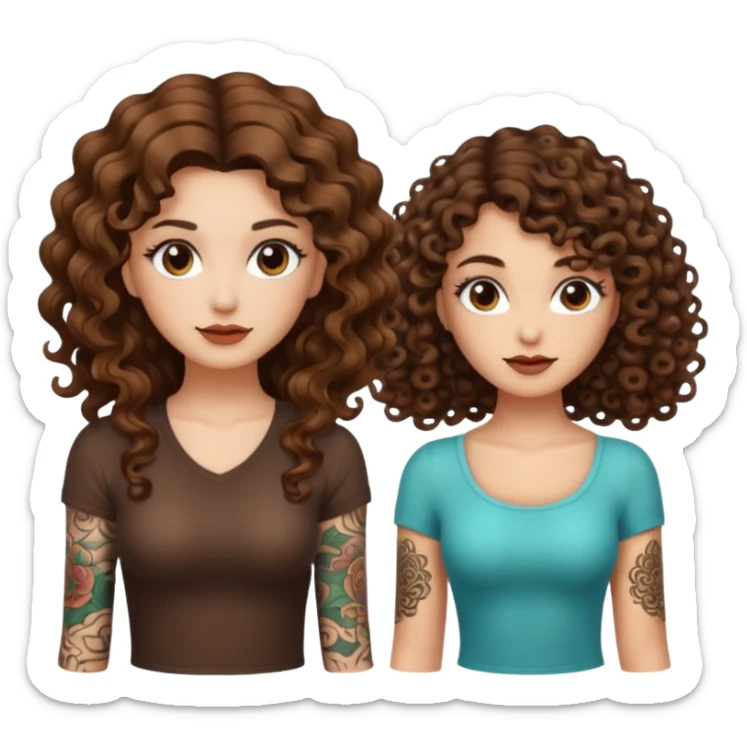 eureka mushroom — long wavy brown hair tattooed woman and short tight curly brown hair woman — idea glow sticker