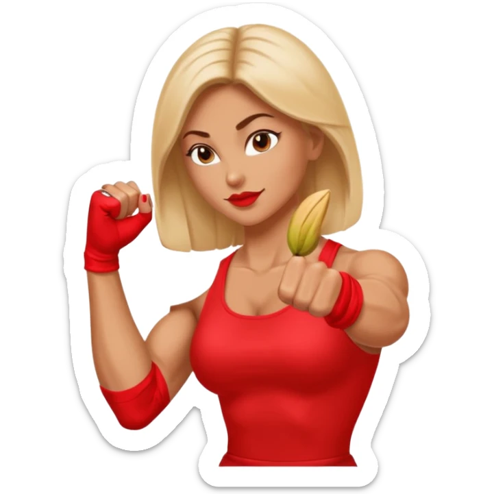 Woman with muscular arms and a manicured hand in a fist sticker