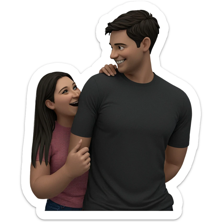 smiling couple under cloudy sky sticker