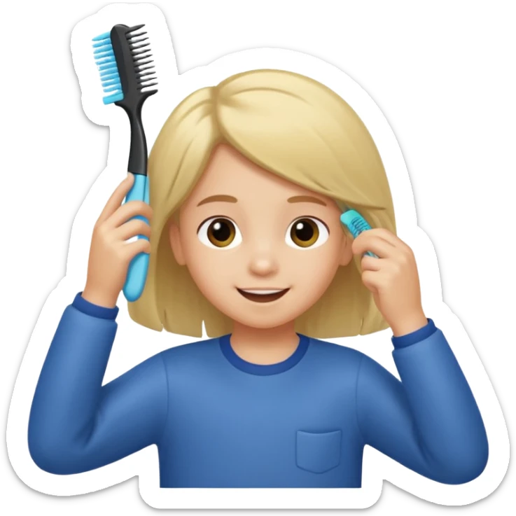 child combing their hair, happy and tidy pictures to keep you busy with school activities in a way that’s more fun and fun to watch and enjoy while 10 years  sticker