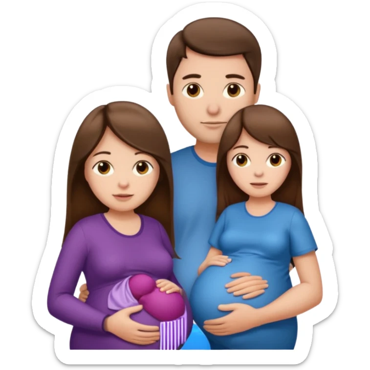 A pregnant woman with long straight brown hair and fair skin and man with short brown hair and fair skin  sticker