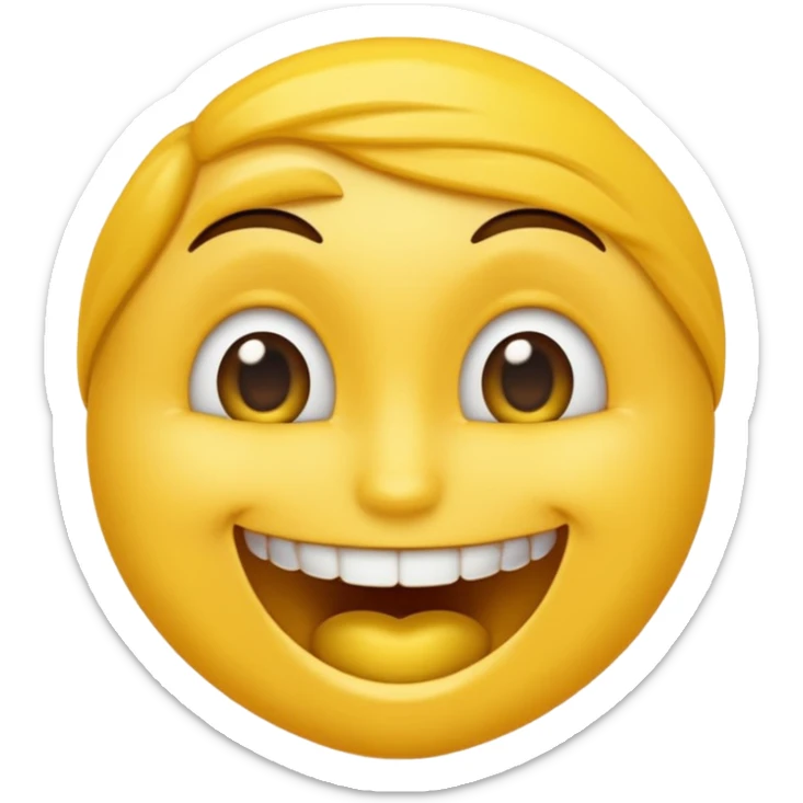 Emoji amoureux tête jaune avec un sourire et le doigt sur les dents  sticker
