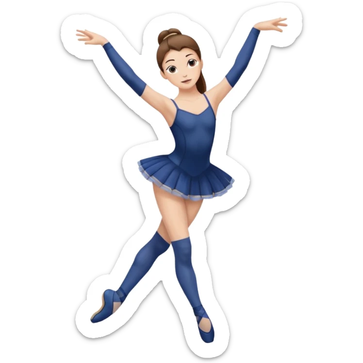 Ballet dancer in over the knee socks, leotard and long brown hair sticker