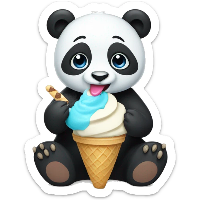 Panda eating ice cream sticker