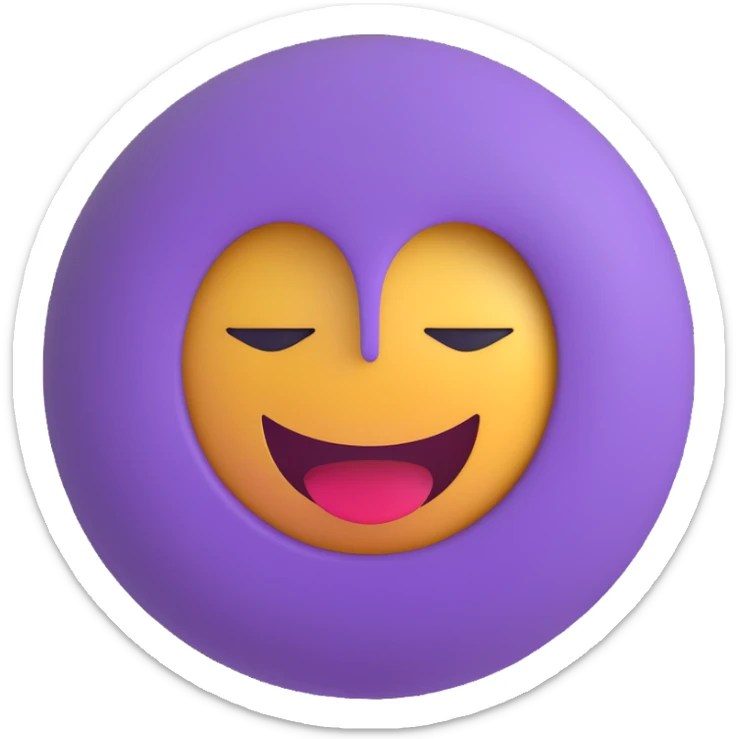 3D smiley emoji, round shape, purple color, with text 'szét vagyok', tired face sticker