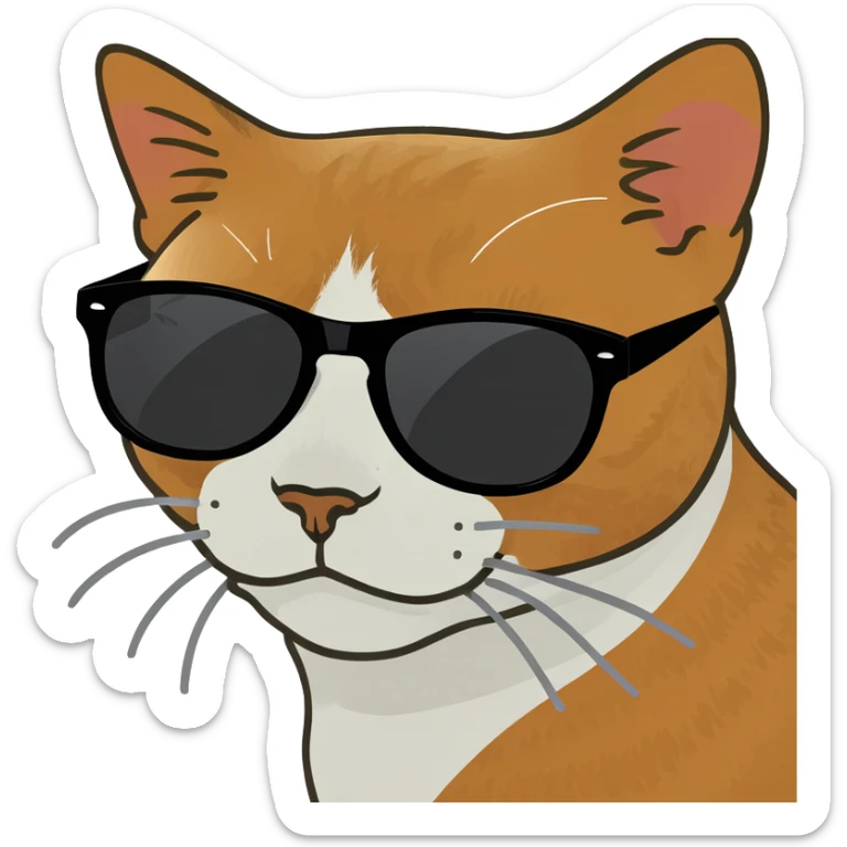 Cat with sunglasses sticker
