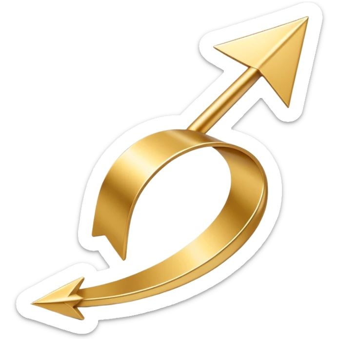 3D golden spiral arrow pointing upward, dynamic twist ribbon style, elegant metallic gold, smooth gradient lighting, realistic shadows, clean modern vector look, professional infographic design sticker