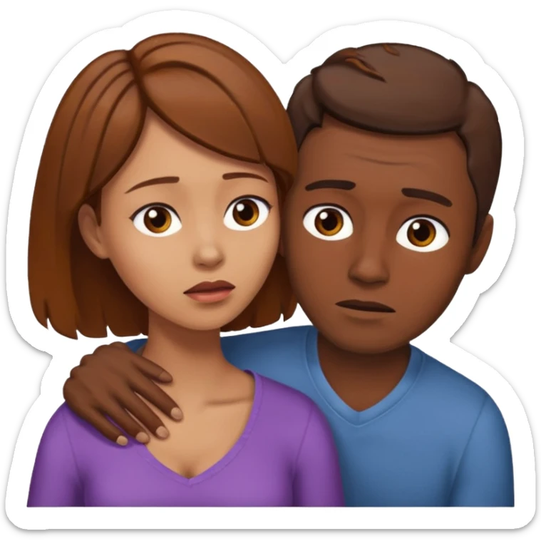 Une homme châtain possessif qui essaye d’attraper le cou de sa femme brune sticker