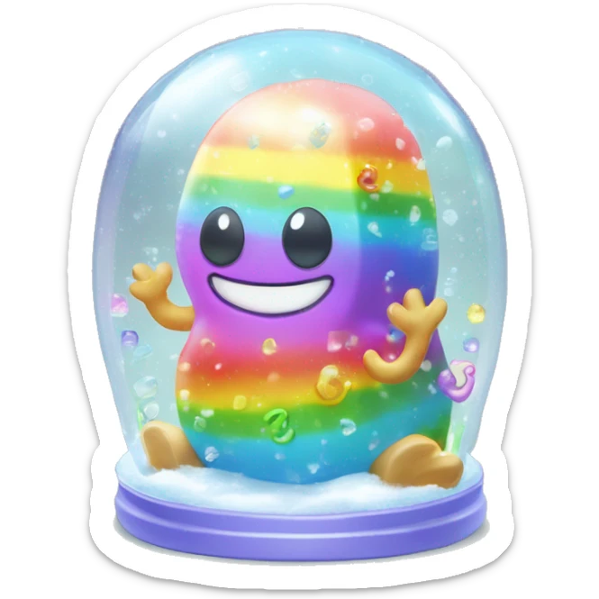 Kawaii rainbow pastel bedazzled om nom with big butt in an under the sea snow globe  sticker