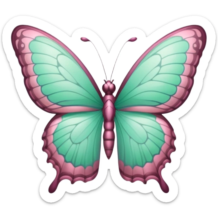Beautiful mint green and warm dusty rose lila butterfly with detailed wings sticker