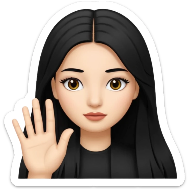 latina girl with straight long hair thats black memoji with nail no lipstick thats a baddie with lashes with 5 fingers sticker