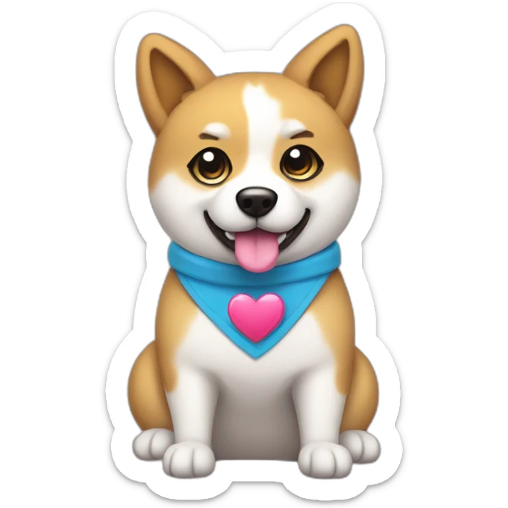 a cute doge with heart eyes holding a sign with "SUPERCHATTONE!", sticker style sticker