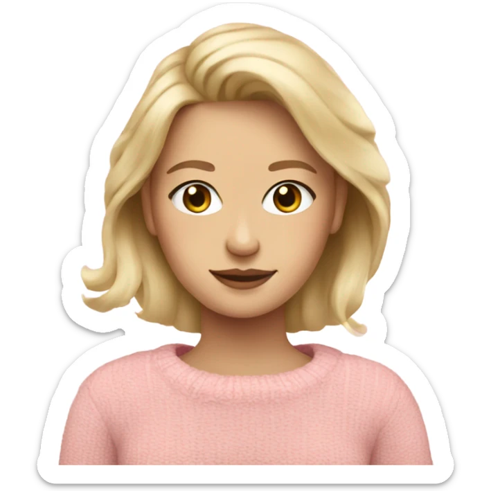 Blond beautiful finnish woman with brown pink bloom sweater sticker