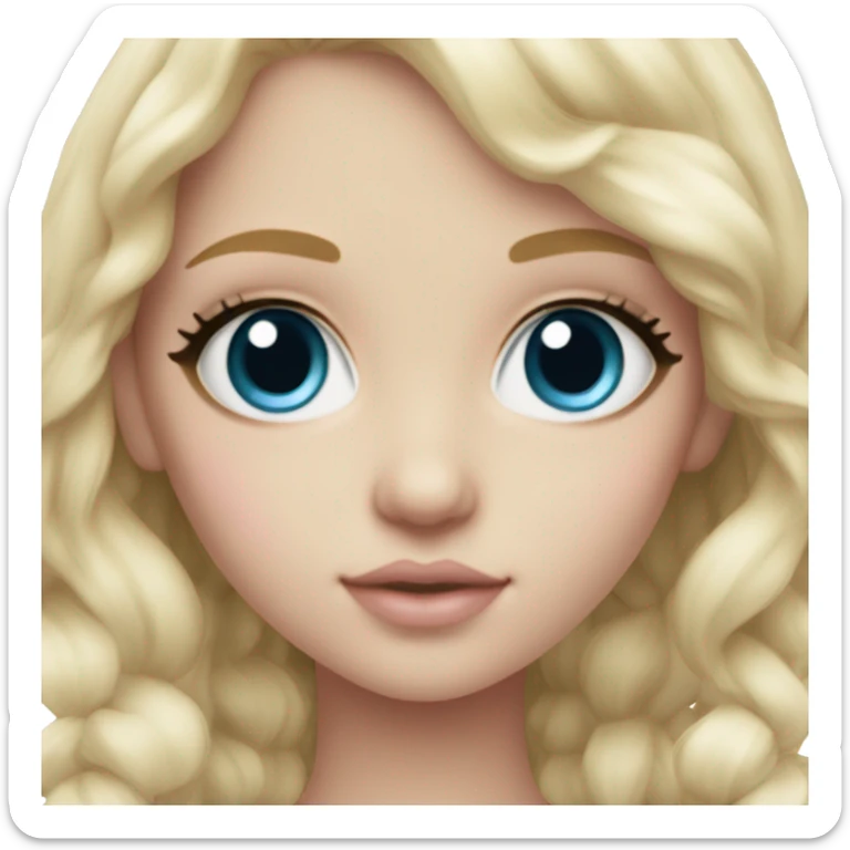 ocean blue doll eyes, blonde hair, feminine, pink, girl, angelic sticker