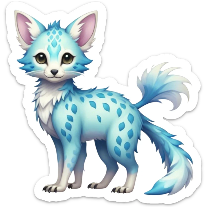 Epic Feral Rare Fantasy shiny pastel Vernid-Trico-species by LiLaiRa, random markings, tufted tail, tufted ears, full body sticker