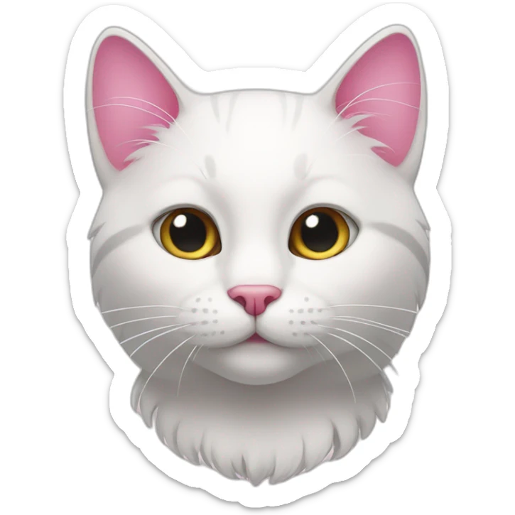 white and pink cat sticker