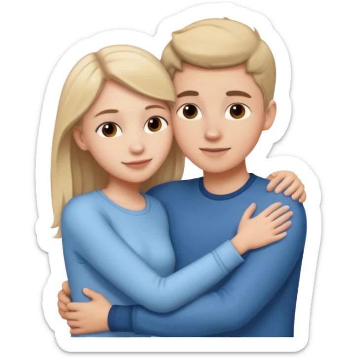 teen couple hugging white male, white girl sticker