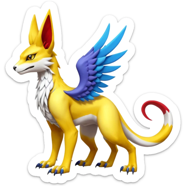 Renamon-Gryphon-Zeraora-Bastet-Koraidon-Latias-Vernid-Sergal-fusion-hybrid-creature sticker