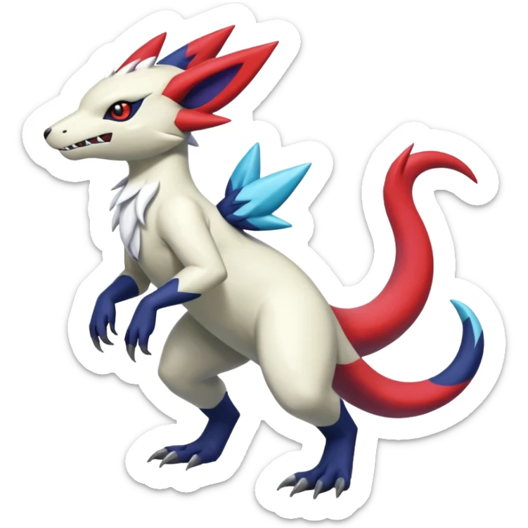 Shiny Vibrant Exotic Colorful Cool Zangoose-Salandit-Absol-hybrid-fusion, full body sticker