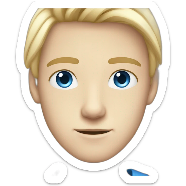 blue-eyed male teenager long straight blond hair sticker