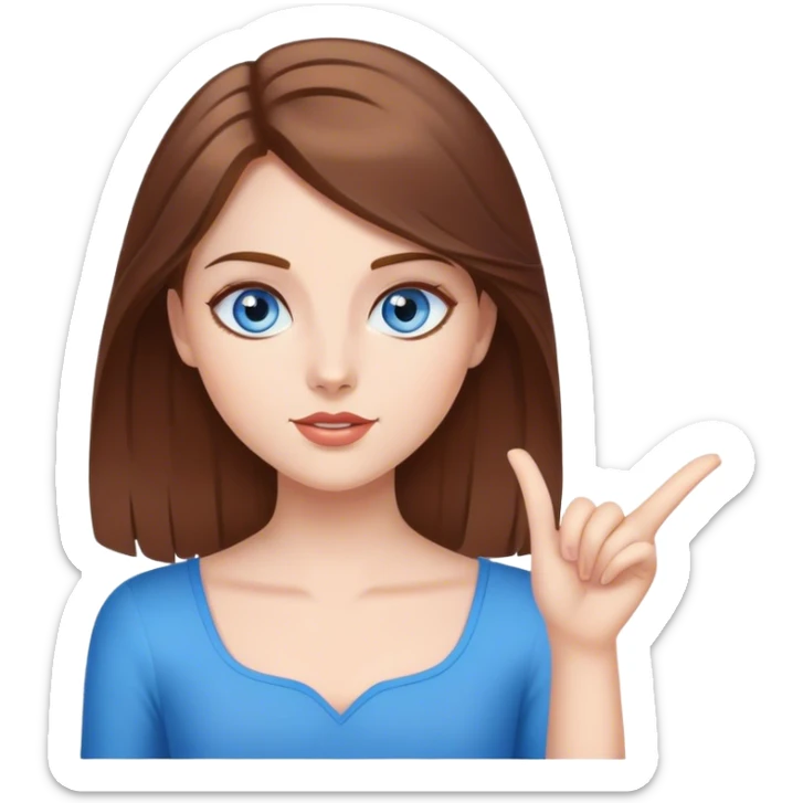 White girl brown hair blue eyes, telling facts , speaking and looking like a diva pose sticker