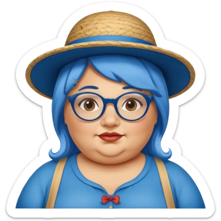 woman glassess, very fat venice gondolier with iconic hat and blue hair woman sticker