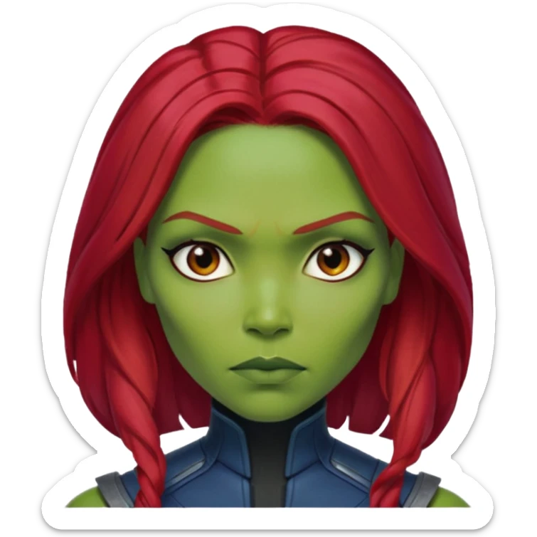 gamora from Guardians of the Galaxy movie , red hair sticker