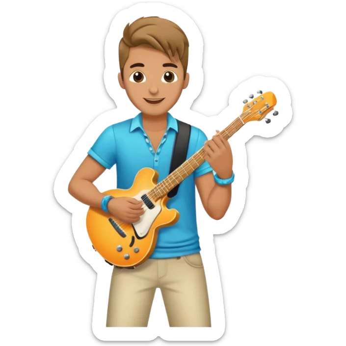 Happy Rock Pop Music Male Musician in his 30s dressed with trendy style sticker