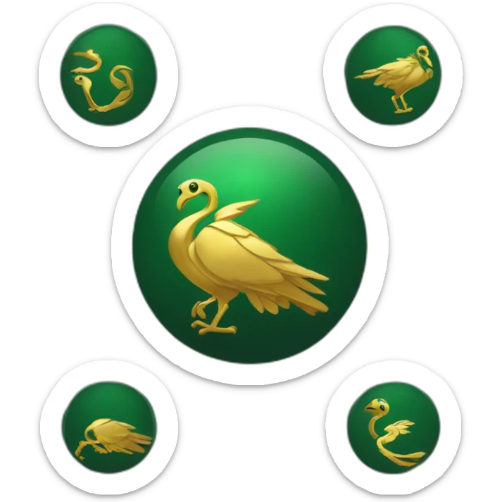 Green dark T-shirt with a gold logo of a simorgh weared by an emoji person sticker