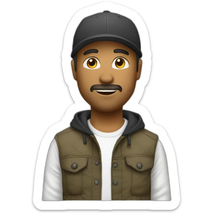Create emoji for my brand i need a man in middle age wearing a streetwear cloth sticker