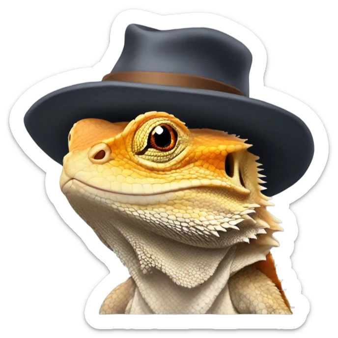same photo as before, just instead of the face on top of the hat it was supposed to be a bearded dragon. sticker