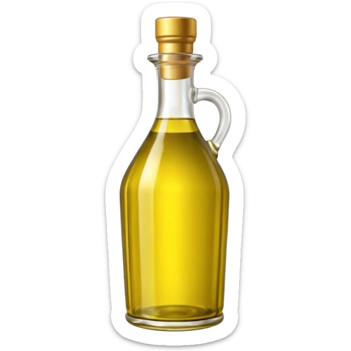 olive oil bottle object icon, glass bottle with golden olive oil, 3D cartoon, mobile game icon style, clean background, no text, no watermark
 sticker
