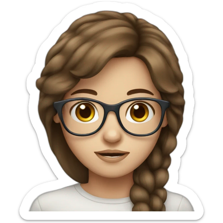  A girl with brown hair,blues eyes ans White glasses  sticker