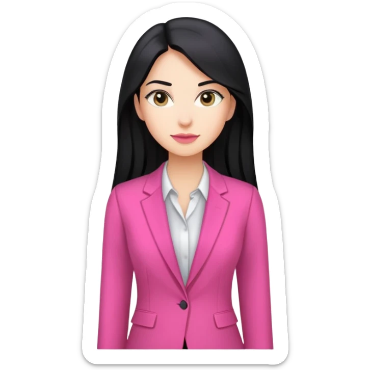 Business chlothes pink woman caucasian long black hair girl sticker