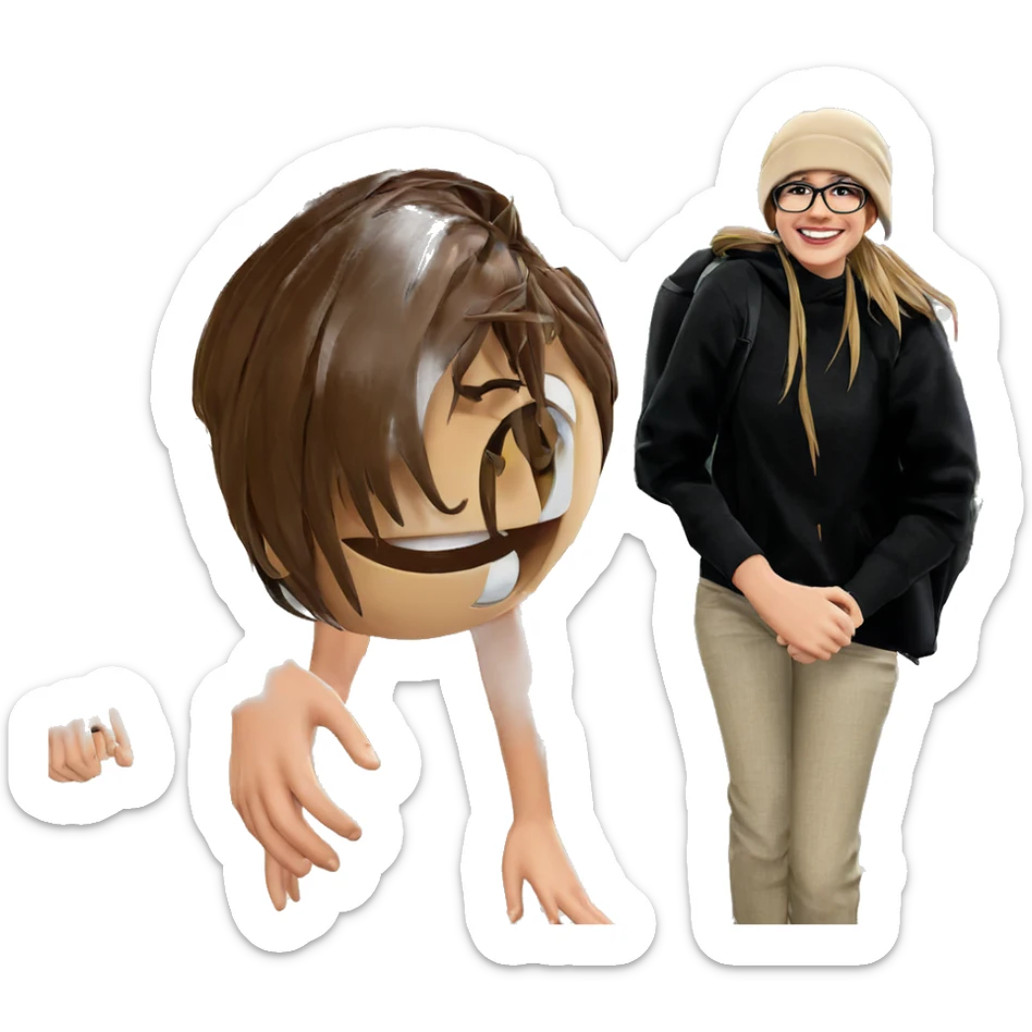 girl smiling under a tree sticker