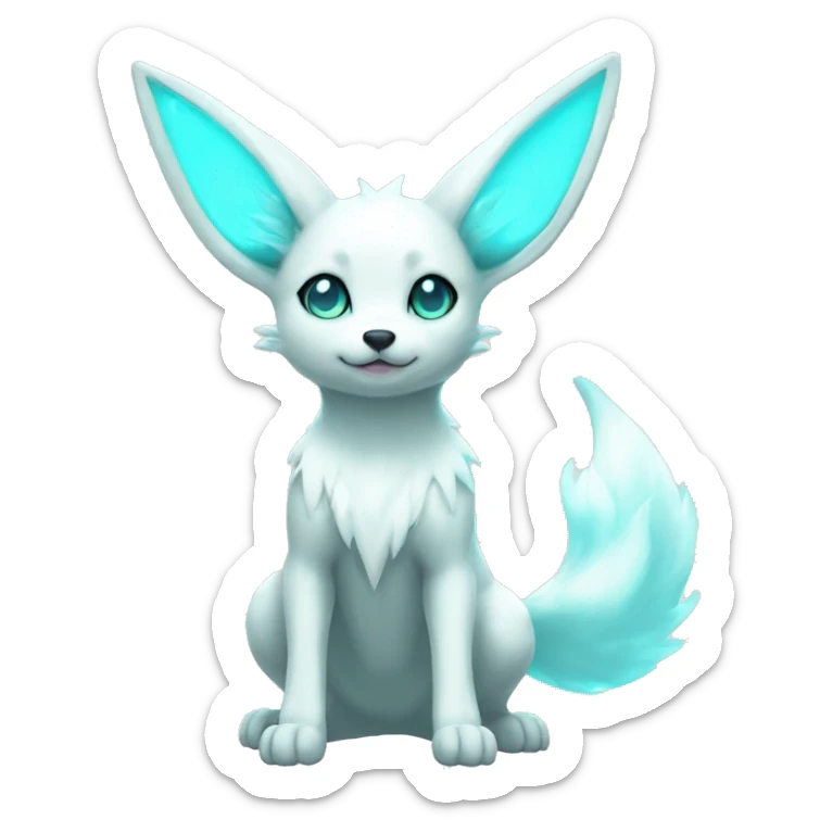 Shiny White Angelic Electric Albino Umbreon. cyan eyes and cyan markings. full body sticker