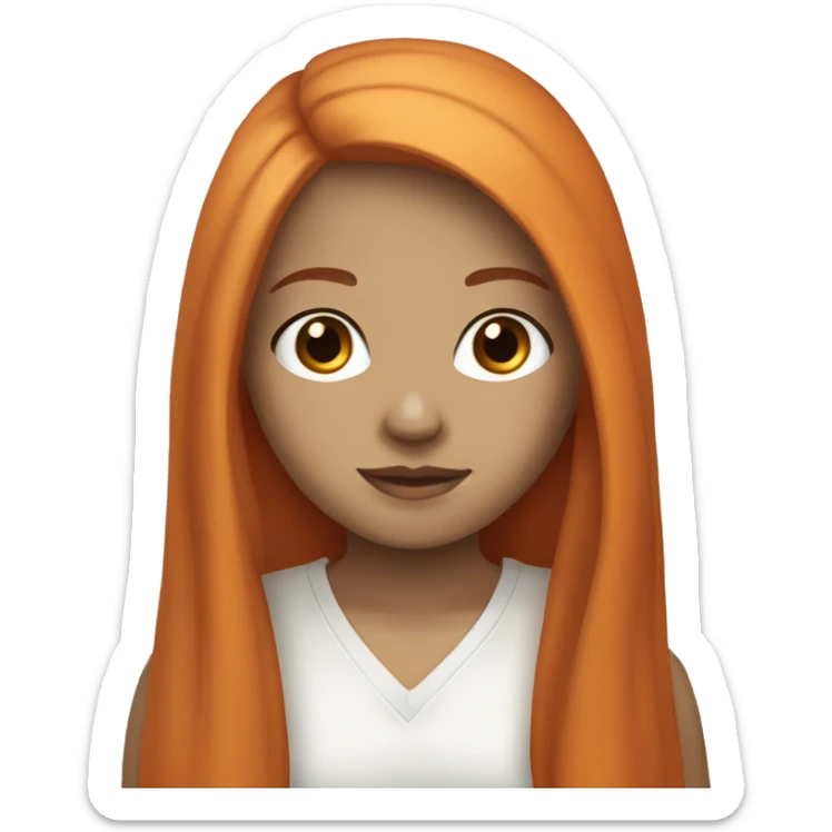 white skinned brown eyed girl with straight long orange hair sticker