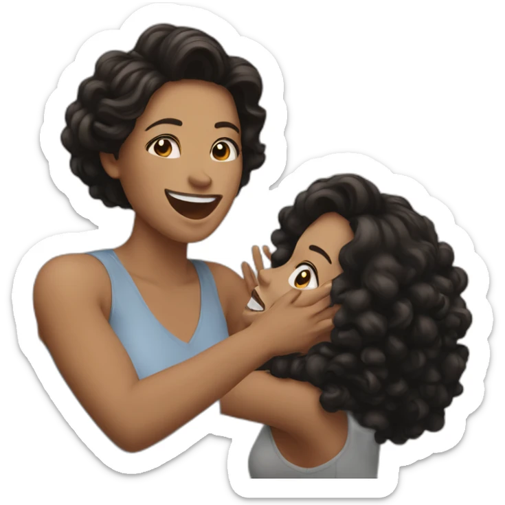 brown hair white woman celebrating with black hair white woman sticker