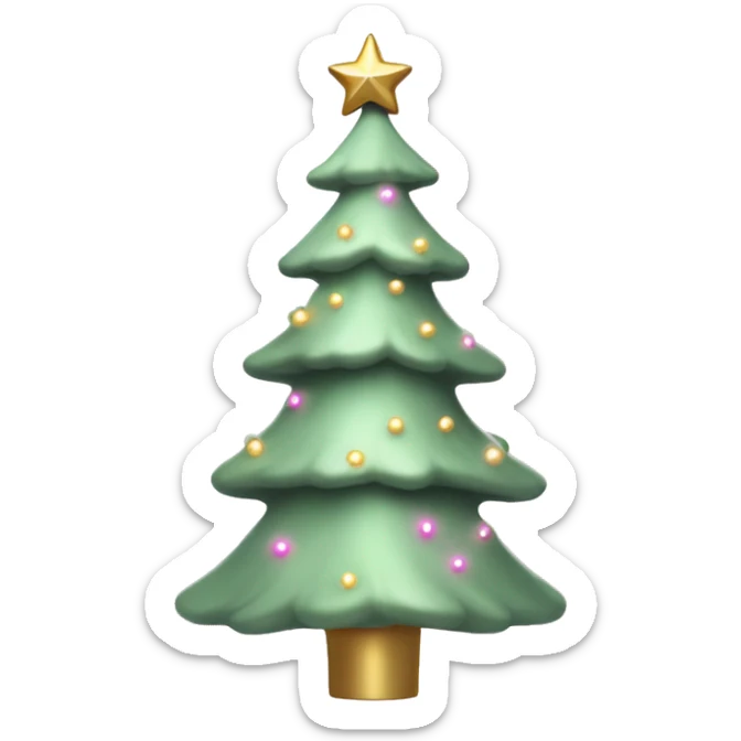 Sage green Christmas tree with baby pink lights and suttle gold star on the top sticker