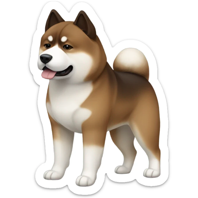 Akita American brown and dark brown with white The snout is dark sticker